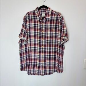 Murano Baird McNutt Linen Red and Blue Casual Button Down Shirt XL
